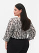 Blouse met print en 3/4 mouwen, Black White Leaf, Model image number 1