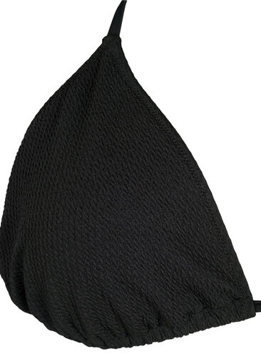 Driehoeksbh met crêpestructuur, Black, Packshot image number 2
