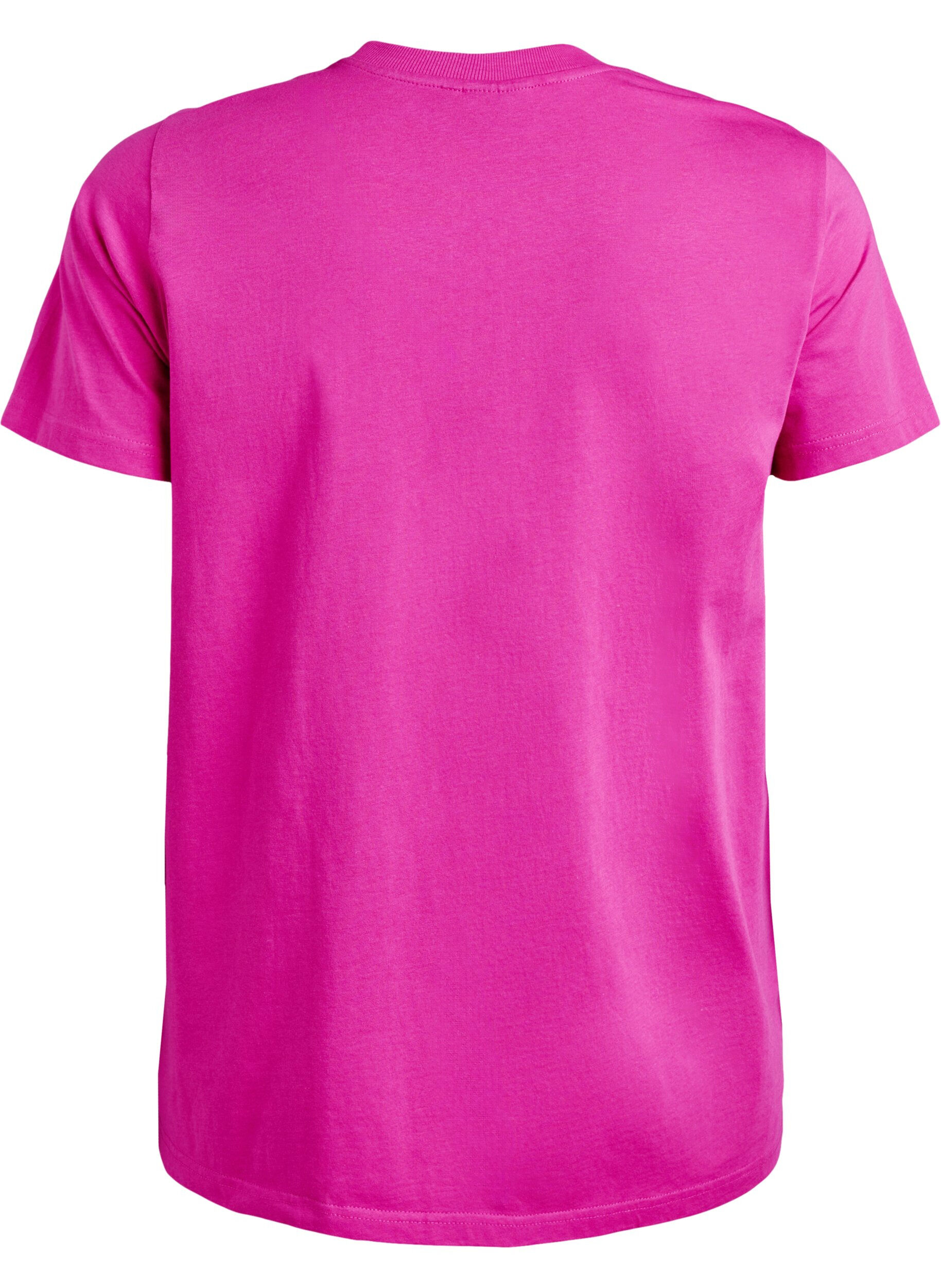Zizzi Basic katoenen T-shirt met ronde hals, Roze, Packshot image number 1