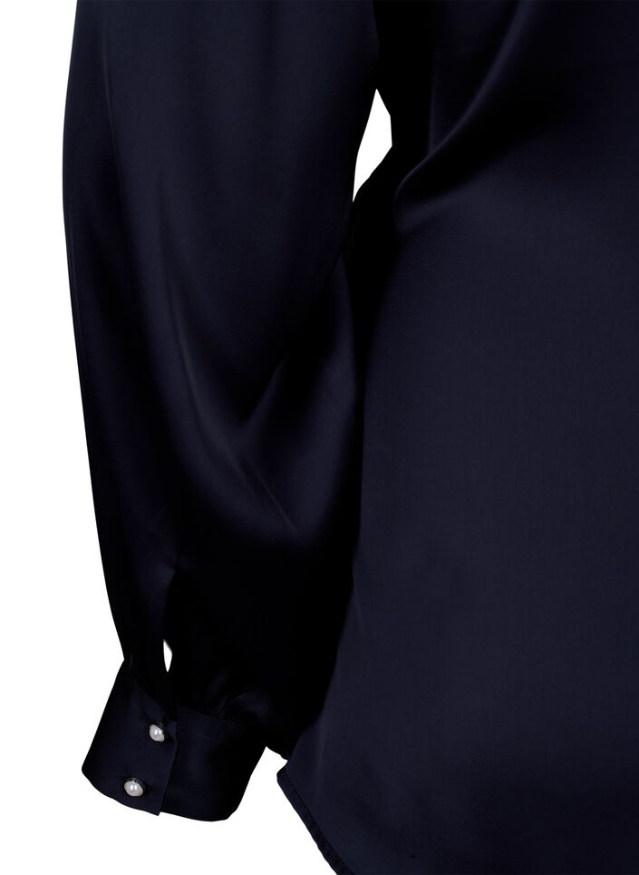 Feestelijke blouse van satijn met overslag, Night Sky, Packshot image number 4