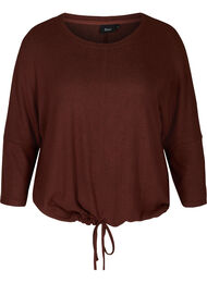 Gemêleerde blouse met verstelbare onderkant, Brown Melange 