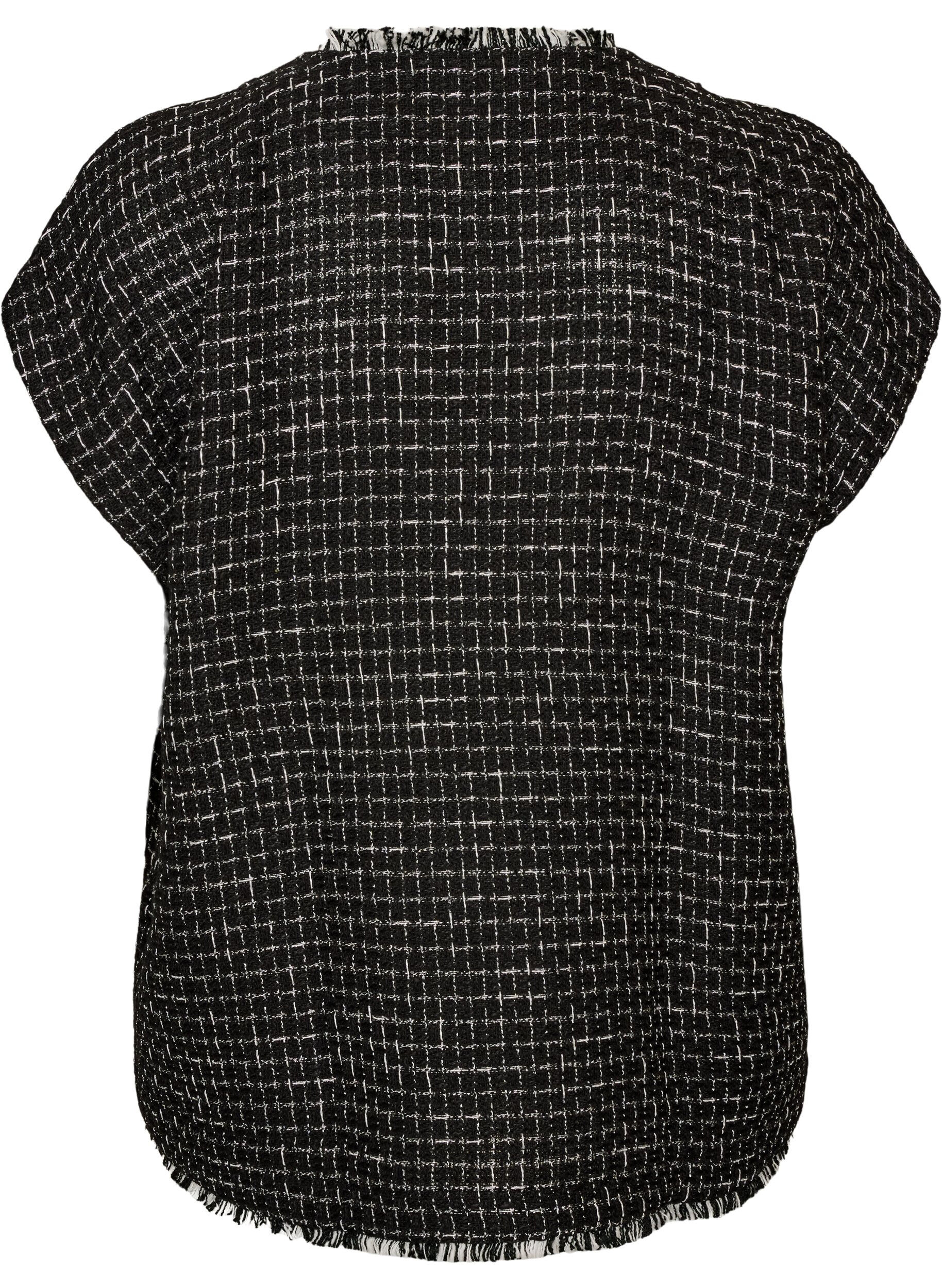 ZizziGeruite gilet met decoratieve knopen, Zwart, Packshot image number 1