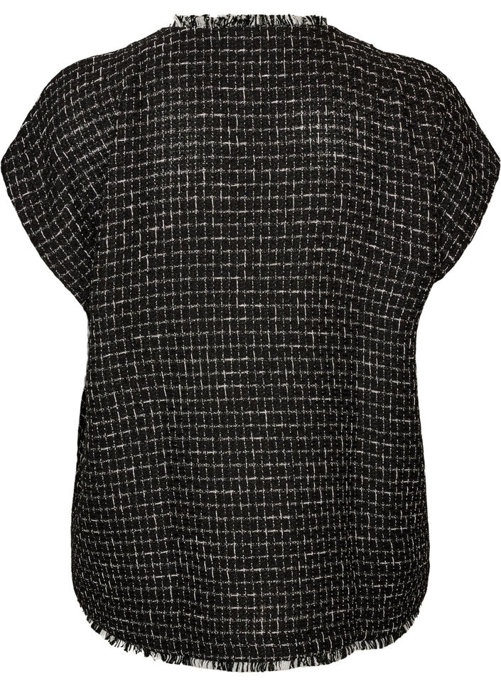 Geruite gilet met decoratieve knopen, Zwart, Packshot image number 1