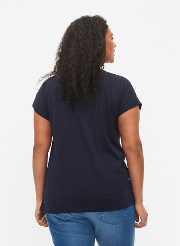 Katoenen t-shirt met bladprint, Night Sky W. leaf, Model image number 1
