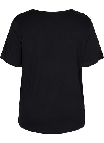 Pyjama T-shirt in viscose, Black, Packshot image number 1