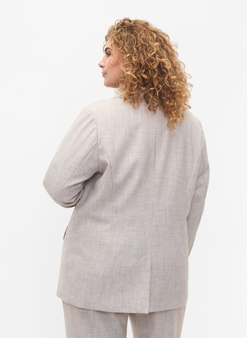 Gemêleerde blazer met knoopsluiting, String, Model image number 1