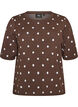 Gebreide blouse met korte mouwen en stippen, Bruin, Packshot image number 0