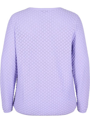 Gebreide top met patroon en v-halslijn, Lavender, Packshot image number 1