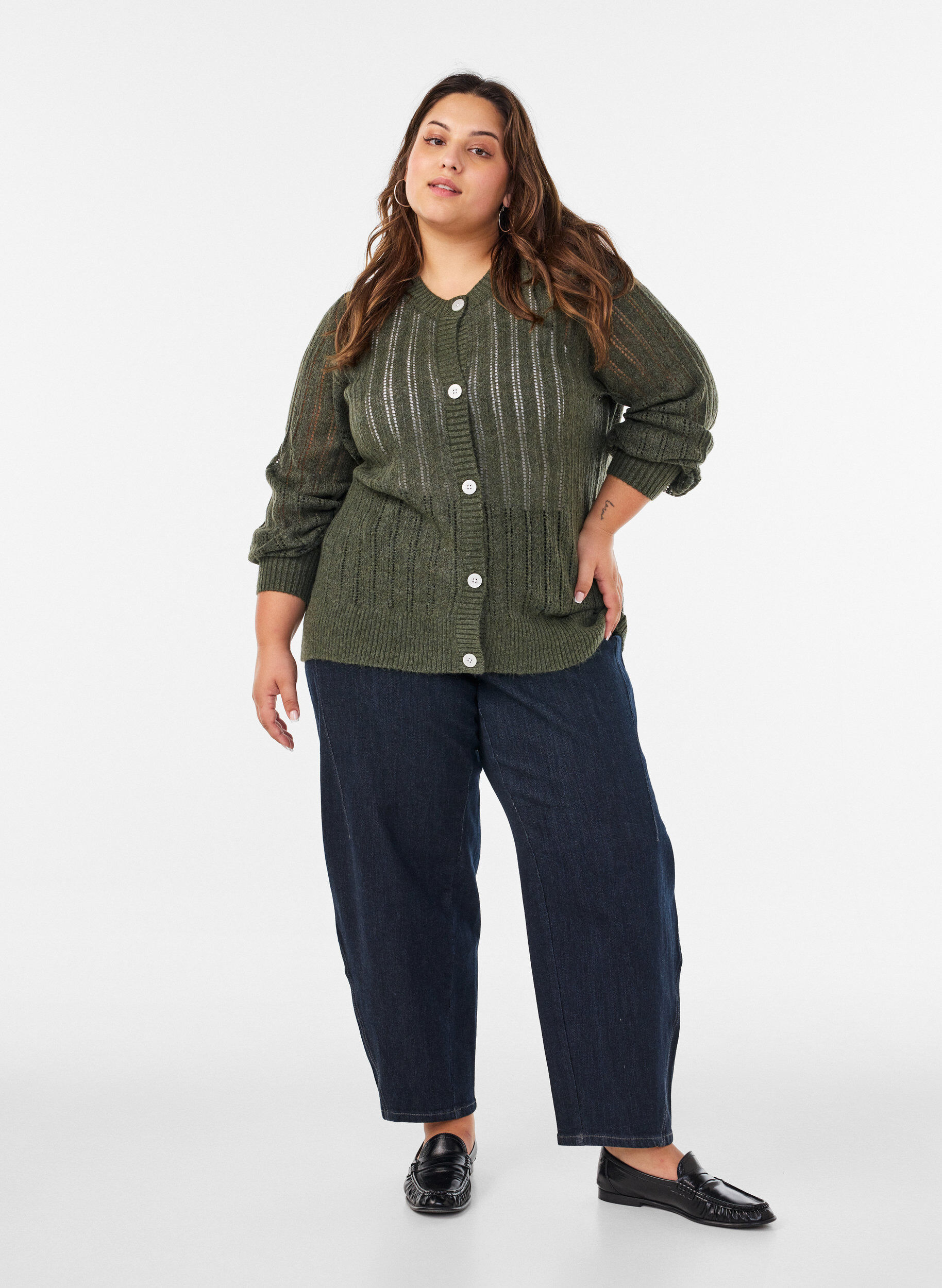 ZizziT-shirt met gedrapeerd detail, Groen, Model image number 1
