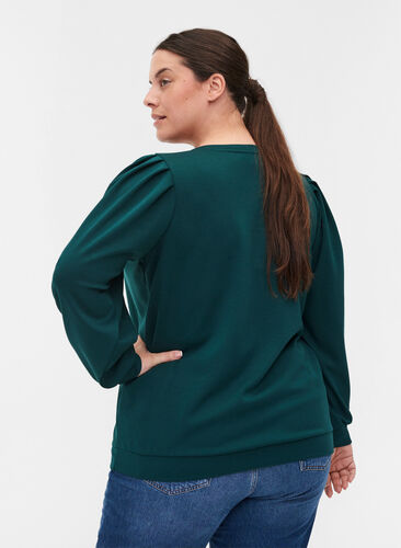 Sweatshirt met ronde hals en ballonmouwen, Ponderosa Pine, Model image number 1