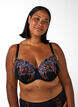Voorgevormde beha met bloemenborduursel, Zwart, Model image number 0