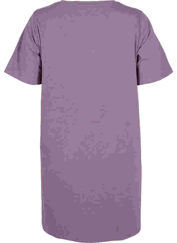 Gemêleerd t-shirt pyjama jurk met korte mouwen, Vintage Violet Mel., Packshot image number 1