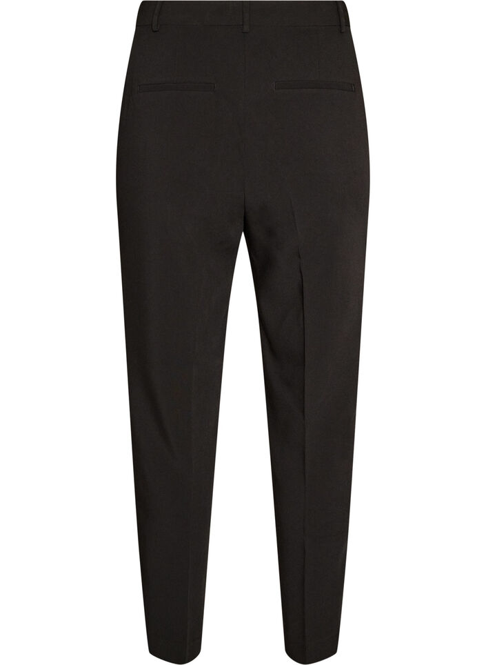 Getailleerde broek met hoge taille en persvouwen, Zwart, Packshot image number 1