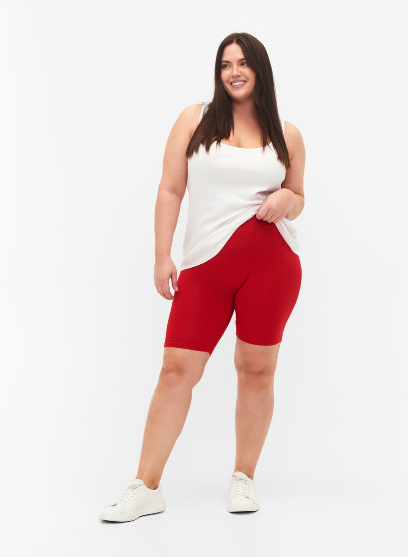 Effen basic fietsbroek, Rood, Model image number 1