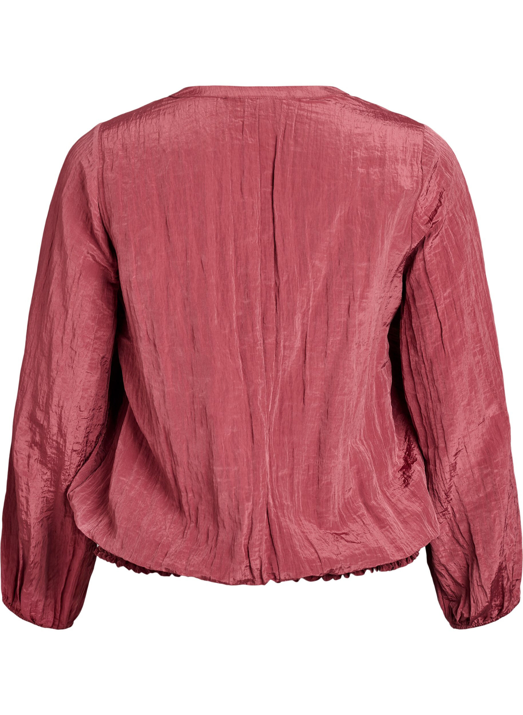 Zizzi Blouse met V-hals en gekreukte textuur, Roze, Packshot image number 1