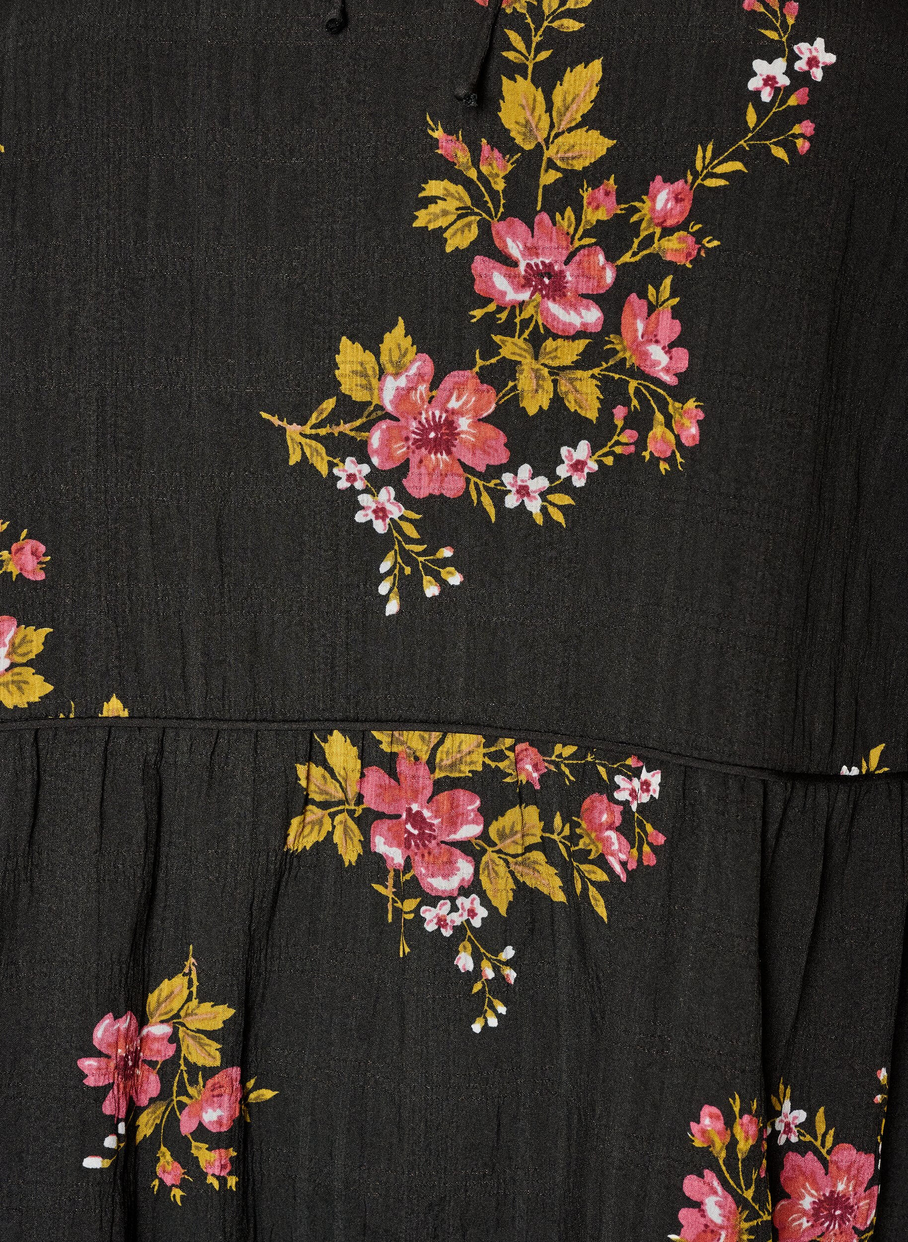 ZizziJurk met bloemenprint en striksluiting, Zwart, Packshot image number 2