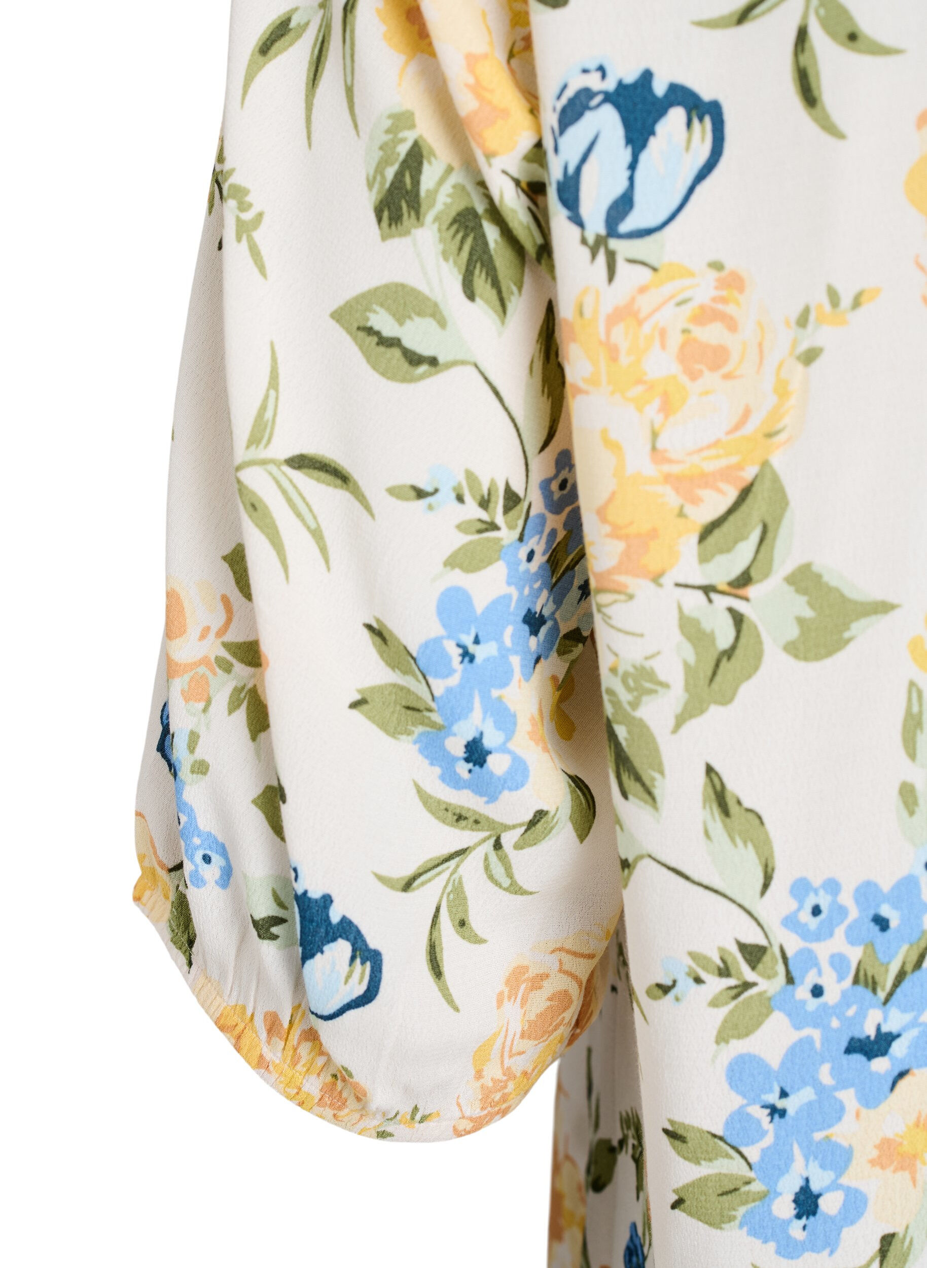 Zizzi Viscose blouse met print en knoopsluiting, Vanille, Packshot image number 3