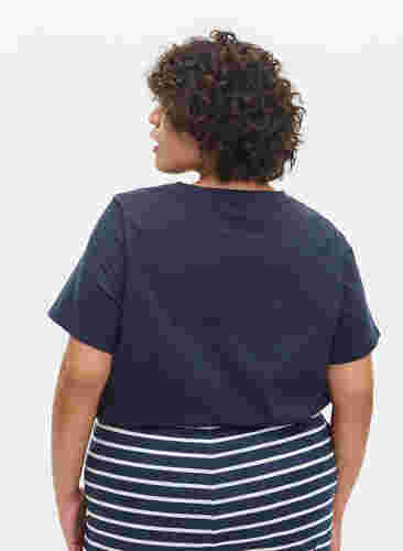 Pyjama T-shirt in katoen met korte mouwen, Navy Blazer w. Heart, Model image number 1