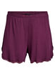 Lichte nachtshorts met ribde structuur en kanten afwerking, Donker Bordeaux, Packshot image number 0