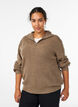 Gebreide trui met hoge hals en rits, Bruin, Model image number 0