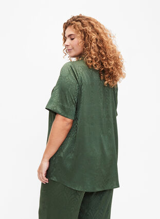 Lang shirt met structuurpatroon, Duck Green, Model image number 1