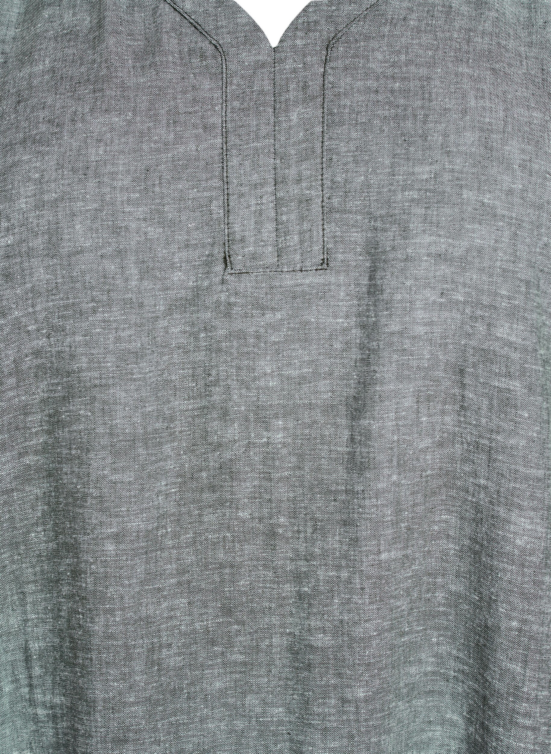 Zizzi Midi-jurk van linnen en viscose met korte mouwen, Groen, Packshot image number 2