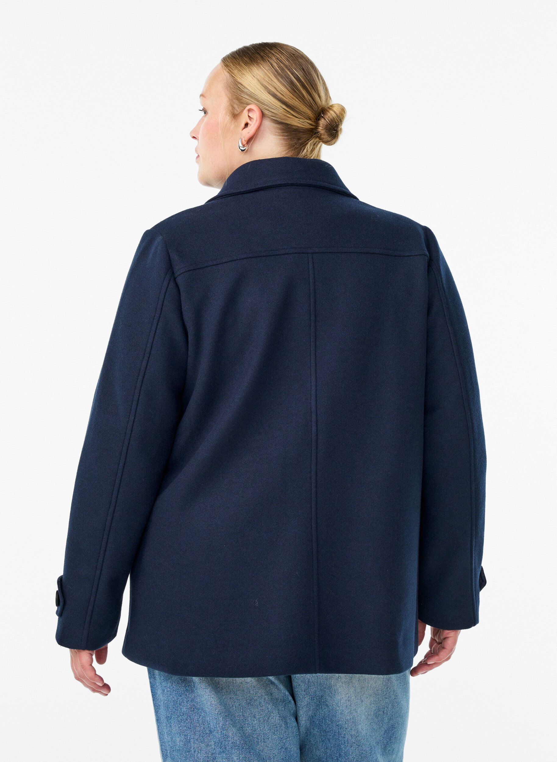 ZizziKorte jas met dubbele knoopsluiting, Blauw, Model image number 2
