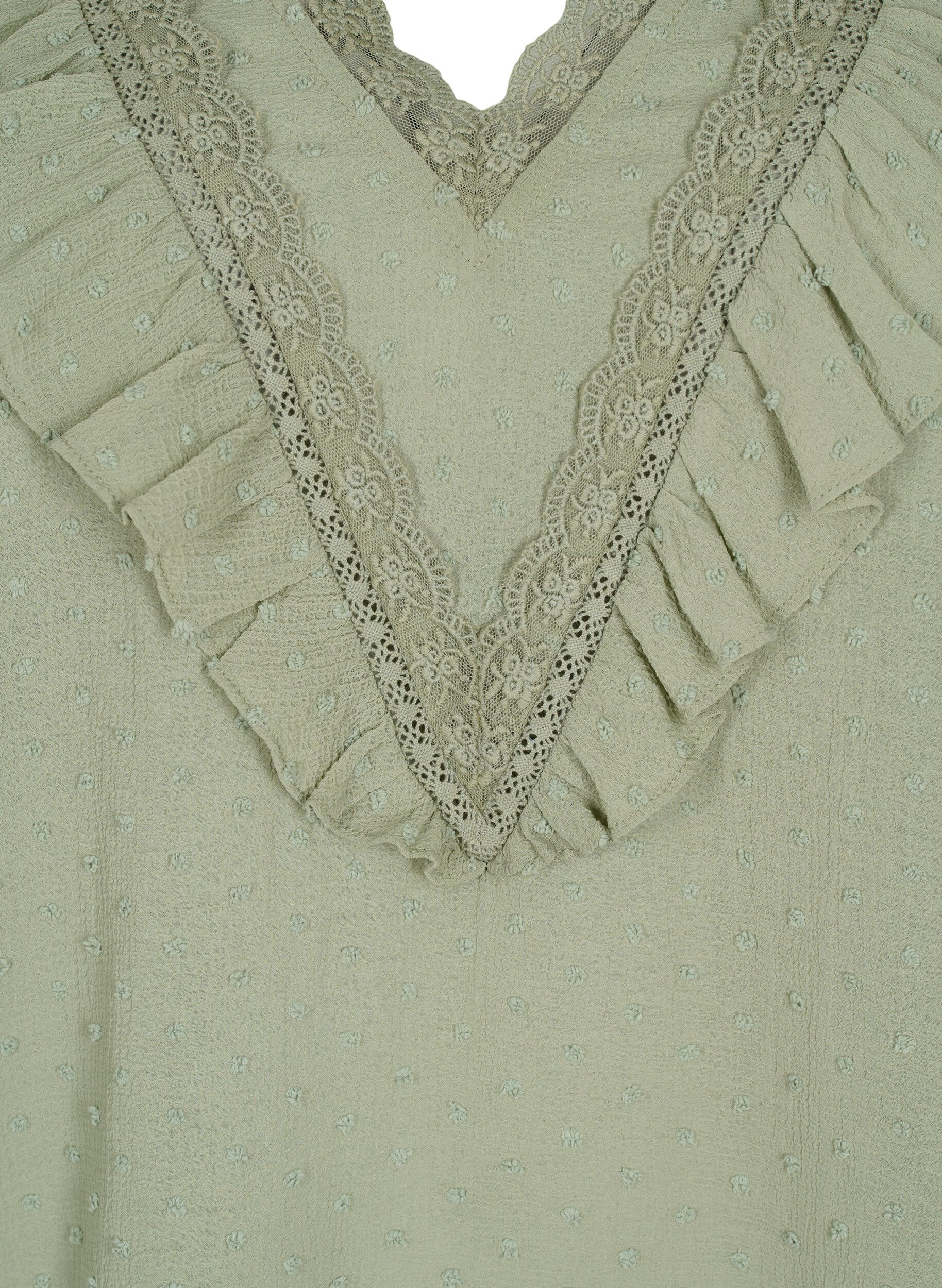 Zizzi Blouse met korte mouwen en gestippelde structuur, Seagrass , Packshot image number 2