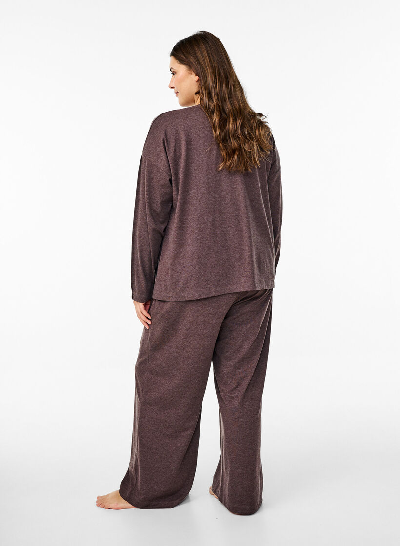 Jersey broek met rechte pasvorm en hoge taille, Bracken Mel., Model image number 1
