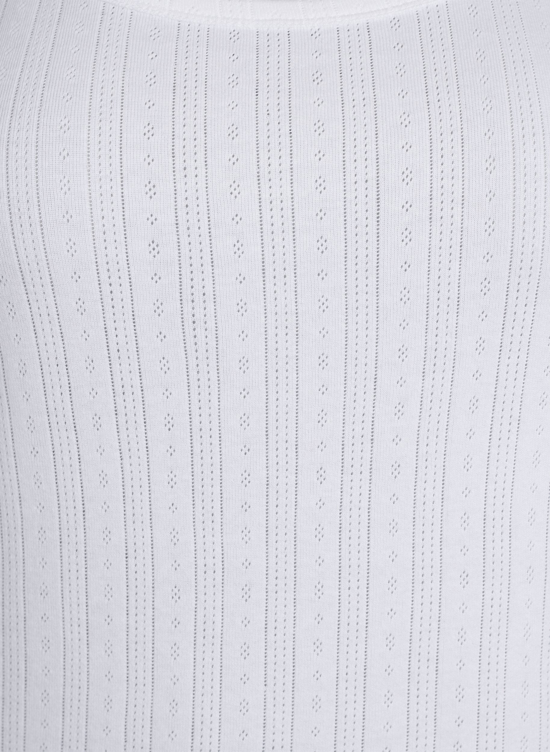 ZizziNacht top in biologische katoen met een gestructureerd patroon, Wit, Packshot image number 2