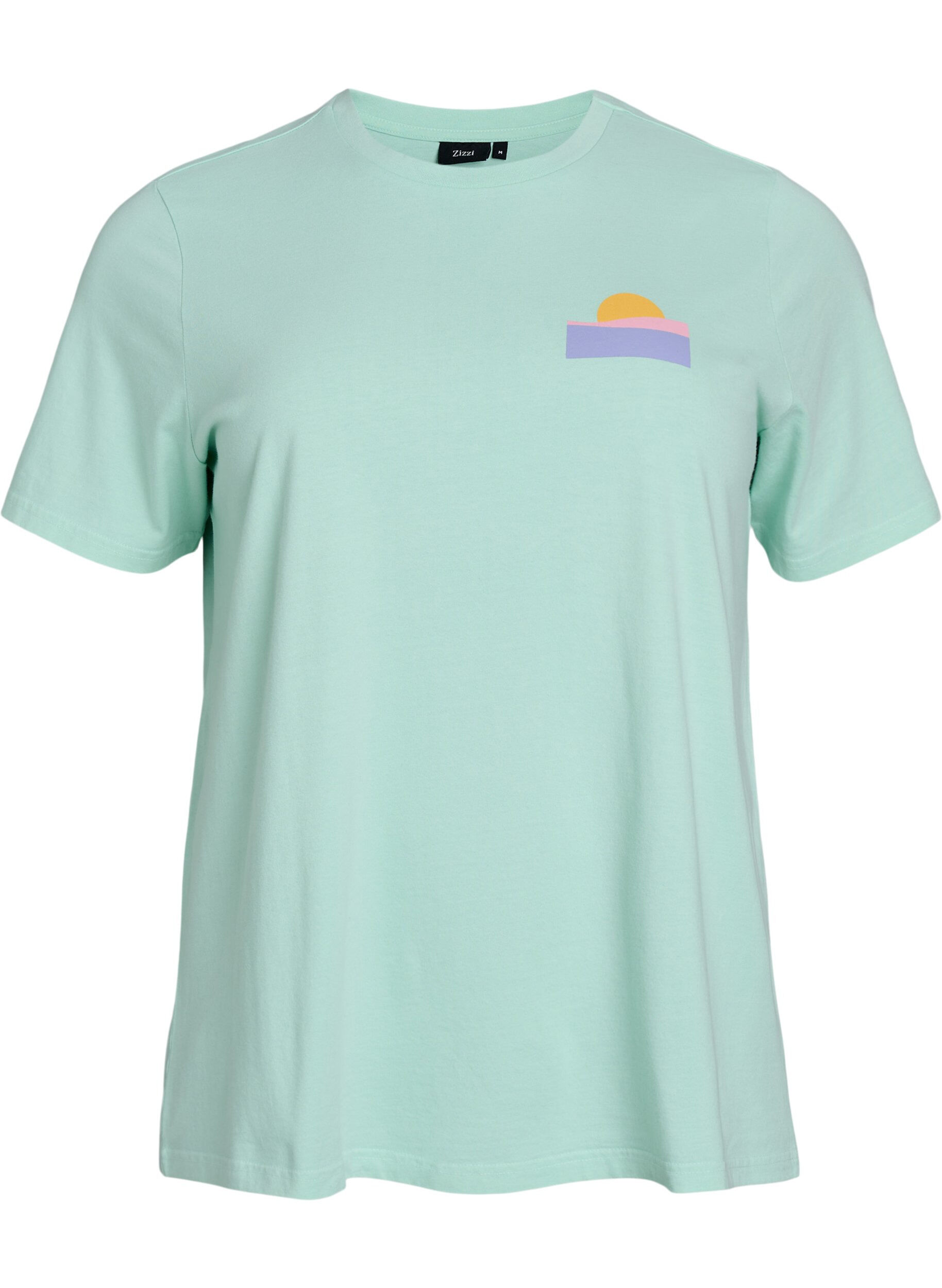 Zizzi T-shirt van biologisch katoen met print op de rug, Groen, Packshot image number 0