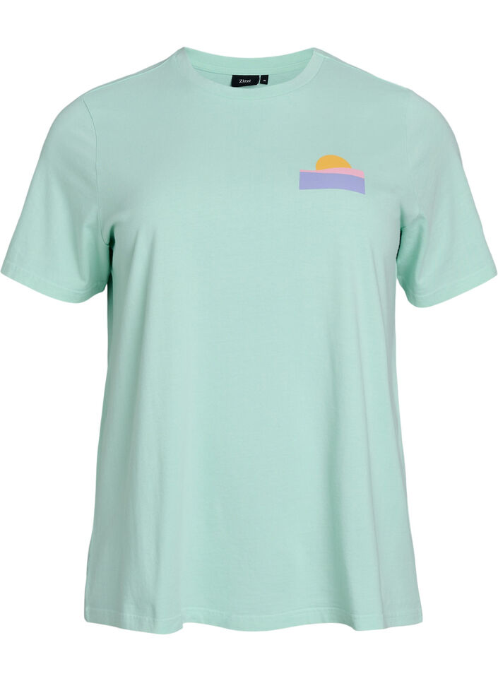 T-shirt van biologisch katoen met print op de rug, Groen, Packshot image number 0