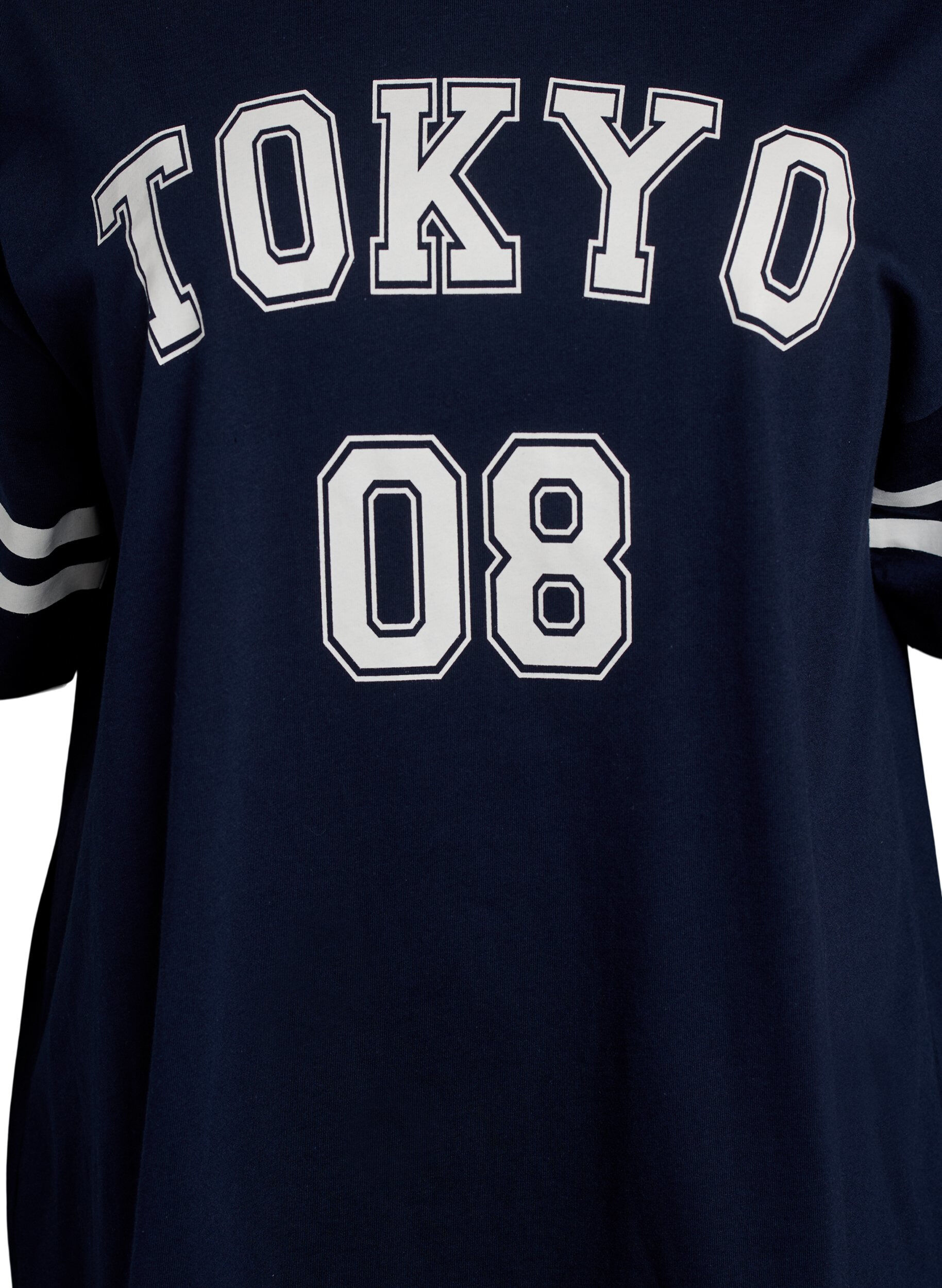 Zizzi Sportief oversized college T-shirt, Blauw, Packshot image number 2