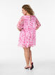 Korte jurk met chiffonlook, bloemenprint en volantlagen, Roze, Model image number 2