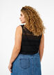 Mouwloze top met gaatjespatroon, Black, Model image number 1