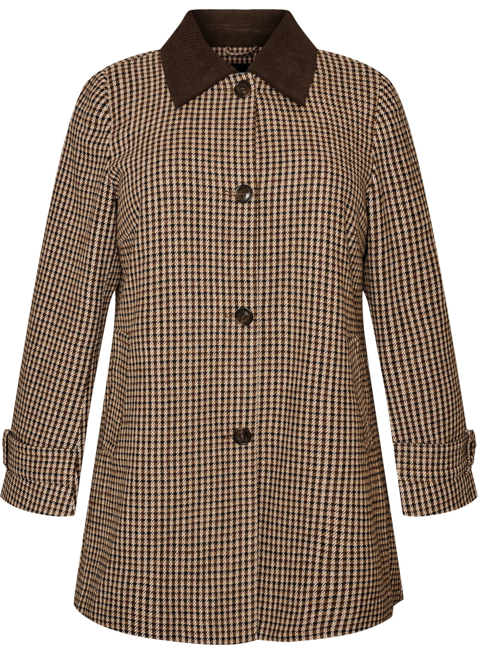 Geruite jas met corduroy kraag