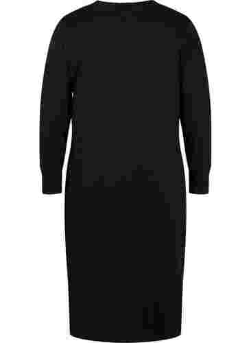 Katoenen sweaterjurk met zakken, Black, Packshot image number 1