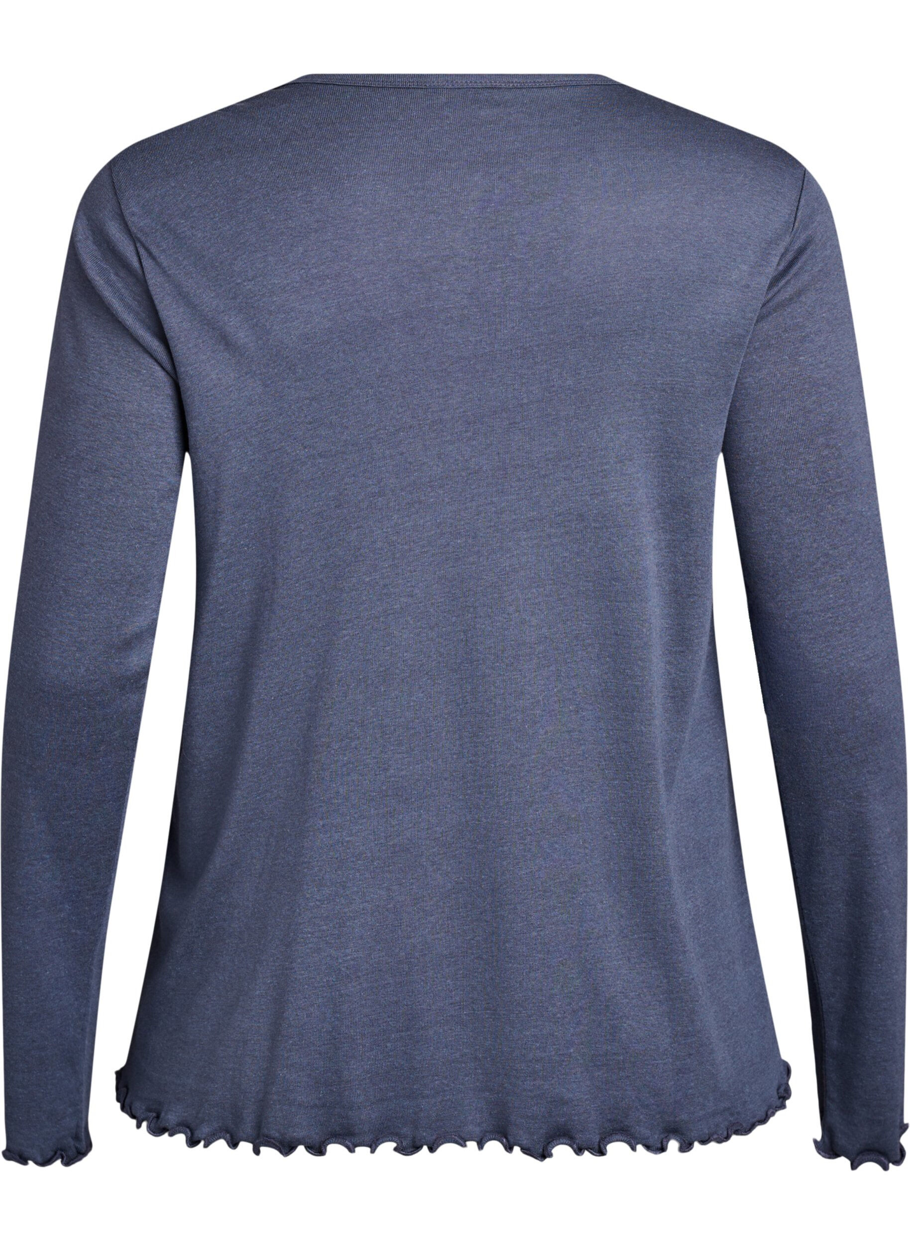 Zizzi Jersey blouse met knoopjes en golvende randen, Grijs, Packshot image number 1