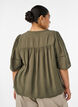 Viscose blouse met plooien en balloneffect, Groen, Model image number 2
