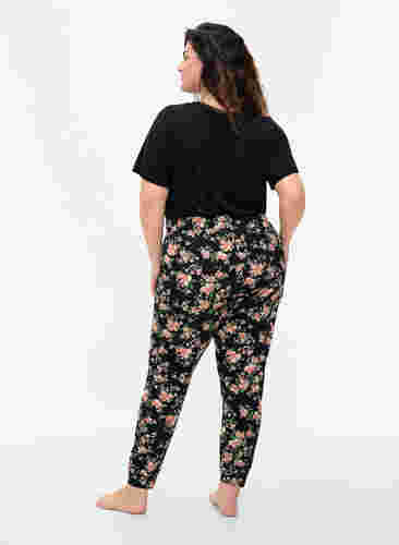 Katoenen pyjama broek met bloemenprint, Black Flower, Model image number 1