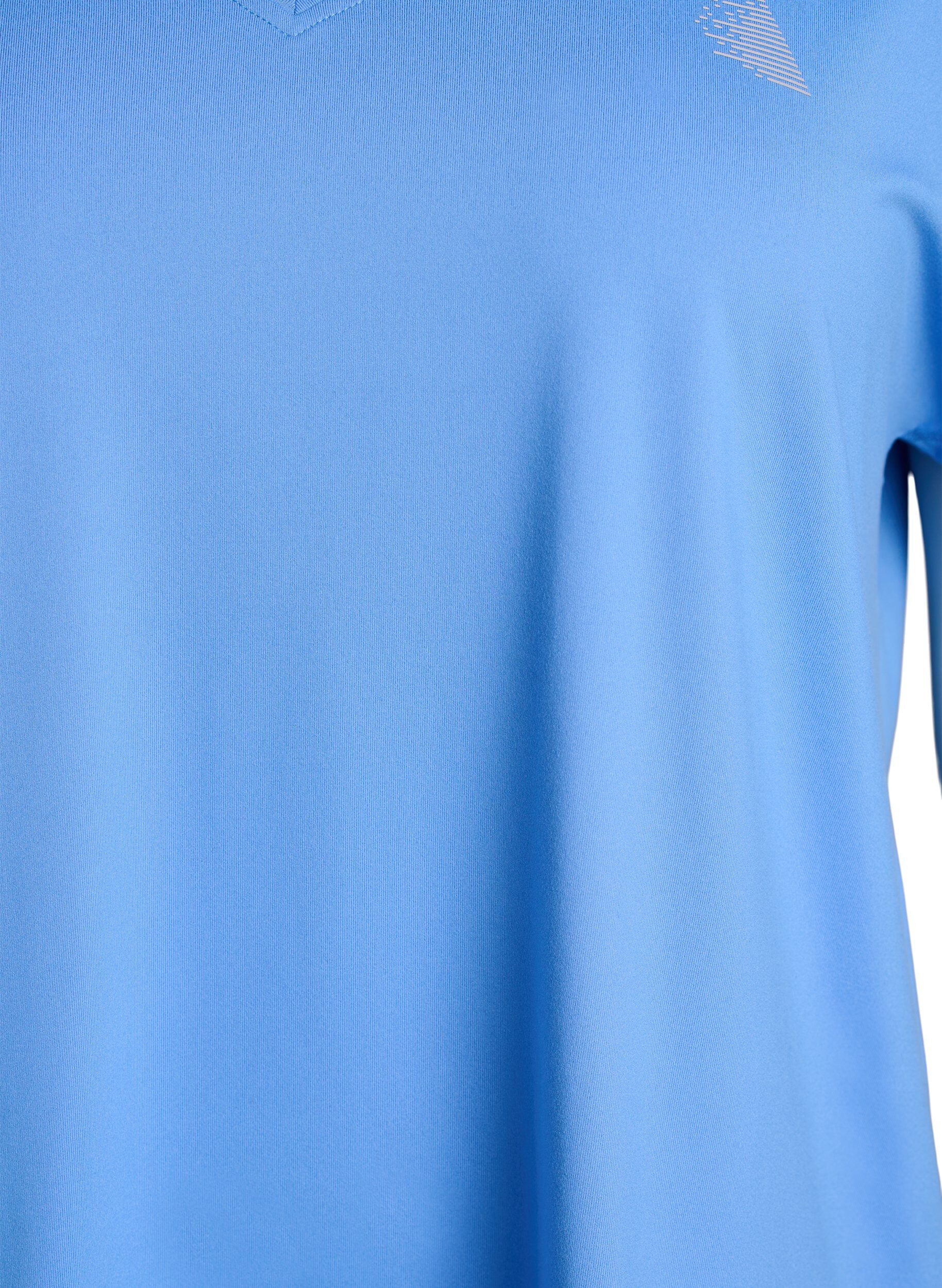 Zizzi Losvallend trainings-T-shirt met V-hals, Blauw, Packshot image number 2