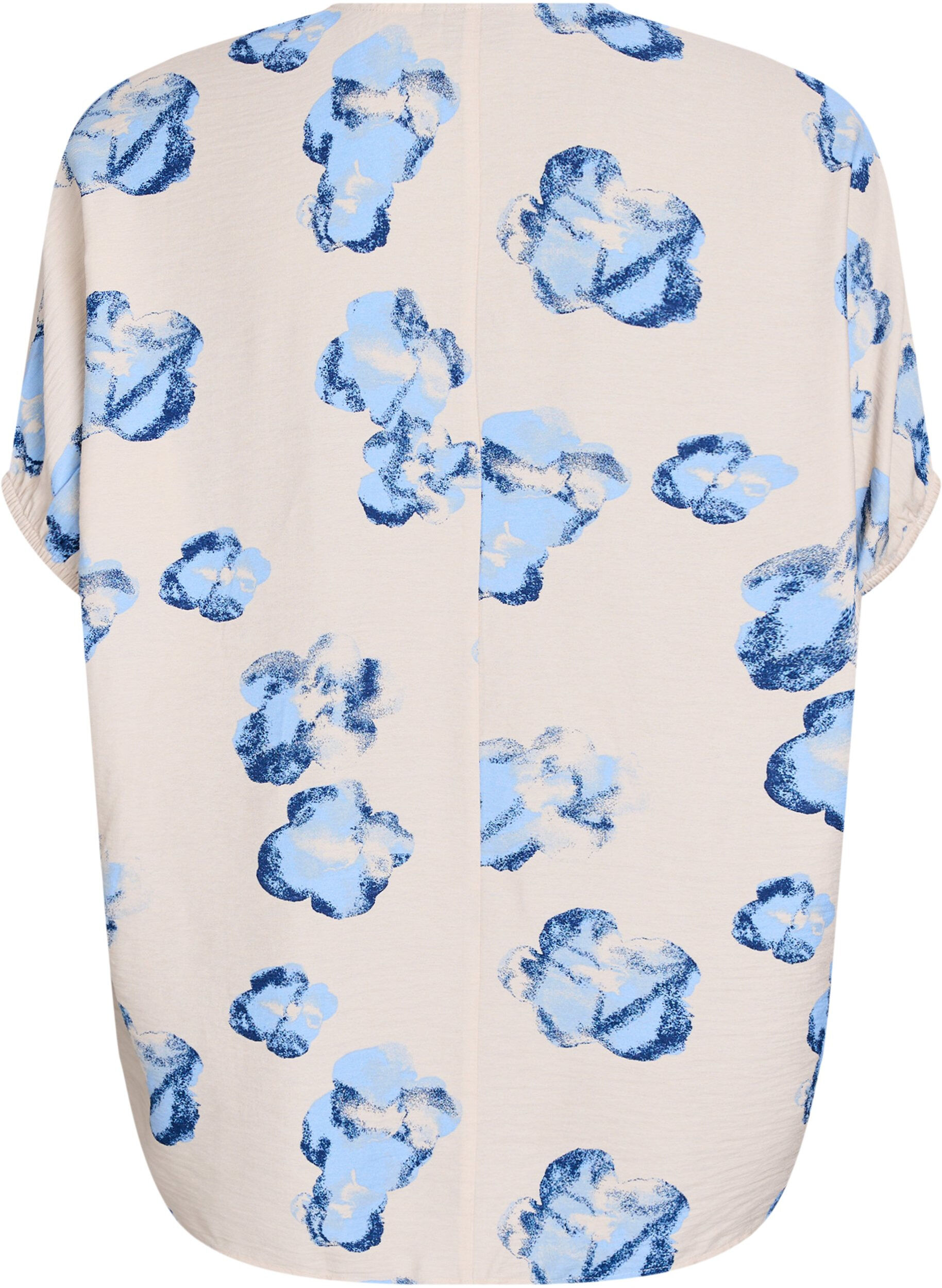 Zizzi Lichte blouse met print en V-hals, Wit, Packshot image number 1