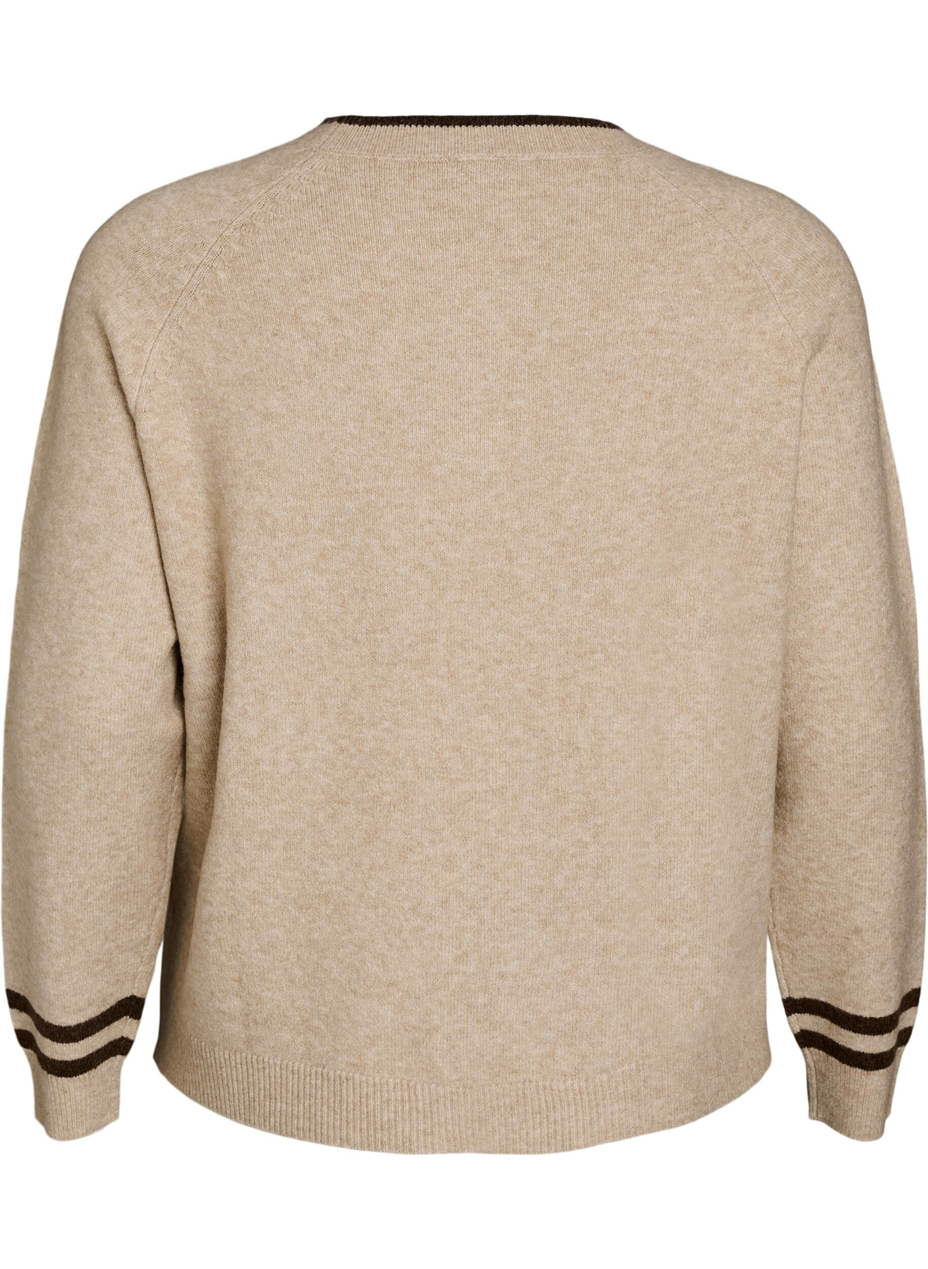 ZizziTrui met logo en contrasterende strepen, Beige, Packshot image number 1