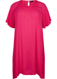 Jurk van viscose met korte mouwen, Bright Rose