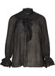 Viscose blouse met ruches en lange mouwen, Zwart, Packshot image number 0