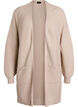 Lang, ribgebreid katoenen vest, Beige, Packshot image number 0