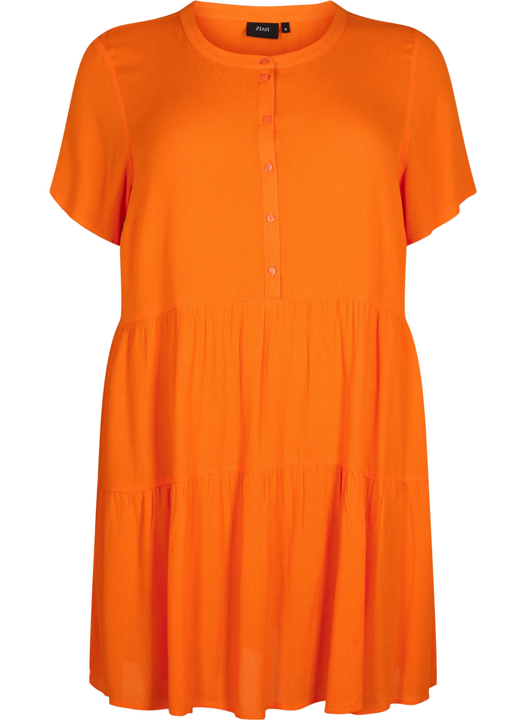 Zizzi Viscose jurk met korte mouwen en a-lijn, Exuberance, Packshot image number 0