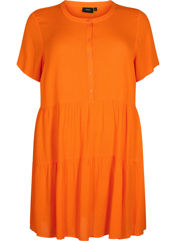 Viscose jurk met korte mouwen en a-lijn, Exuberance, Packshot image number 0