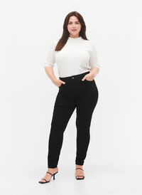 Amy jeans met een hoge taille en super slanke pasvorm, Black, Model
