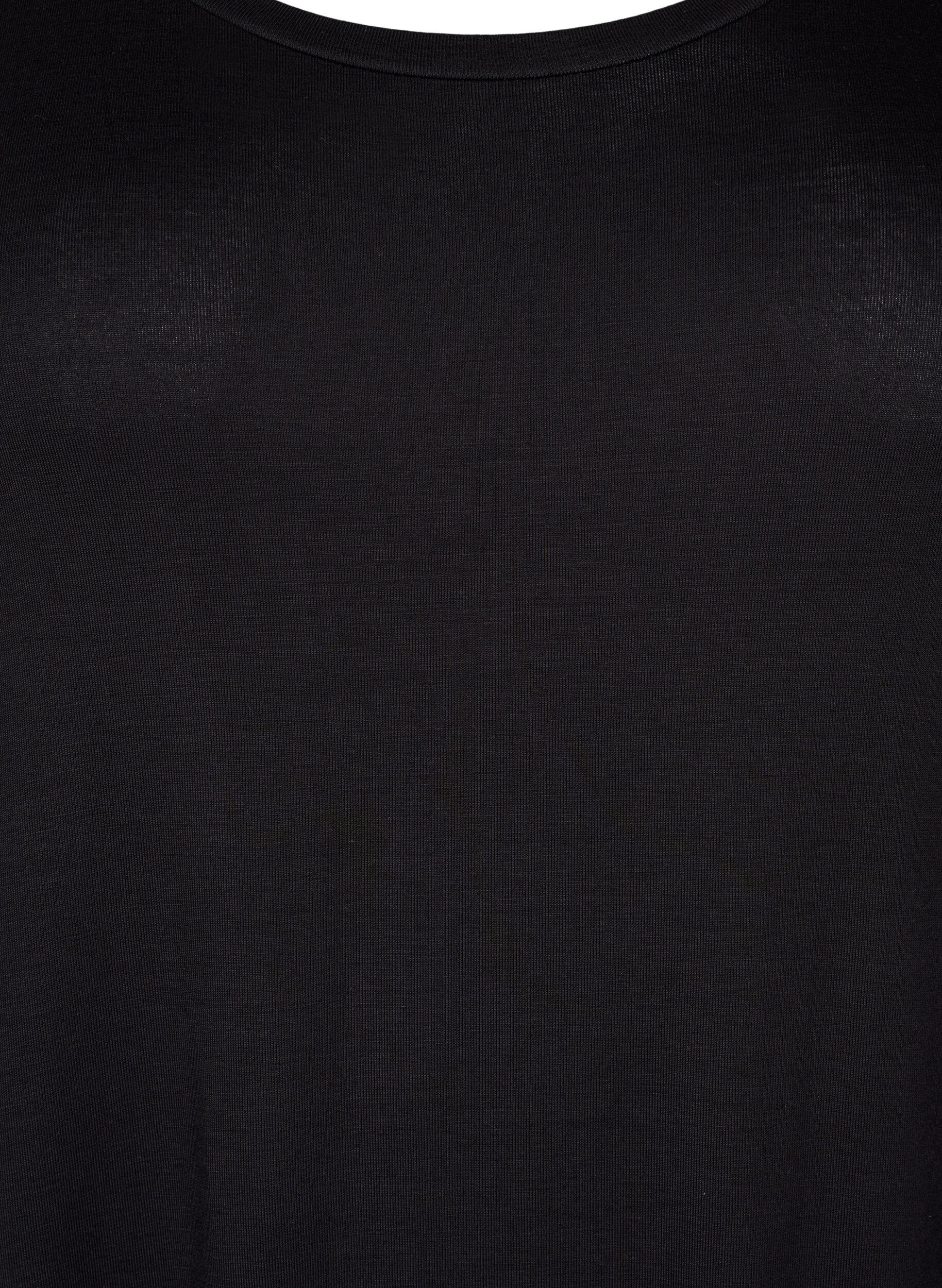 Zizzi Midi-jurk van viscose met korte mouwen, Black, Packshot image number 2